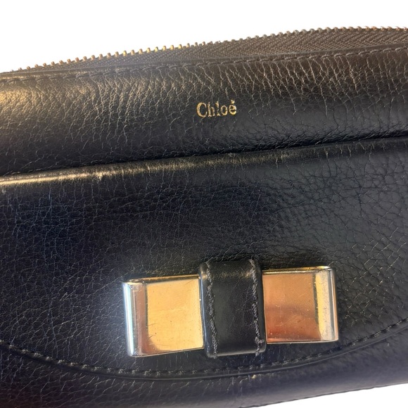 Chloe Black Wallet with Bow and Gold Accents - Picture 7 of 10